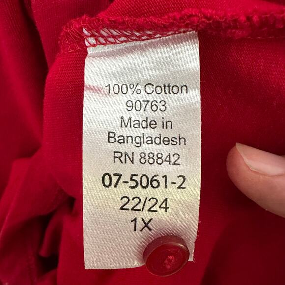 Roman’s women’s Henley long sleeve T-shirt, red Normcore casual plus size ￼ - Picture 4 of 8